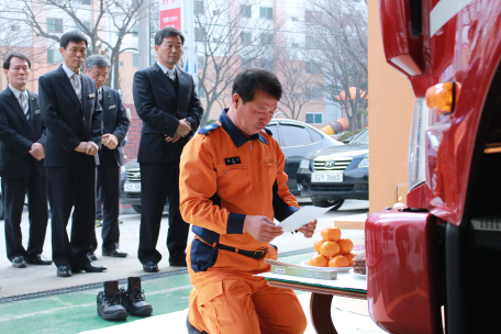 포남 신규 펌프차량 무사고 안전기원제 실시