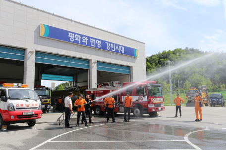 산불진화 정문관창(토네이도) 시연회